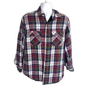 Vtg Woolrich Size Large Plaid Flannel Shacket Jacket Overshirt Lined Buttons